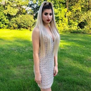 Jovani light nude fully rhinestoned dress